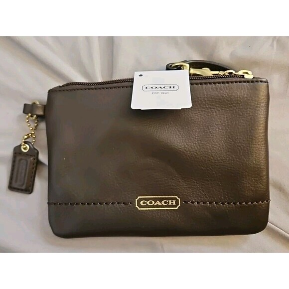 Coach CAMPBELL LEATHER SMALL WRISTLET (COACH F50078 Mahogany NWT - Picture 1 of 7